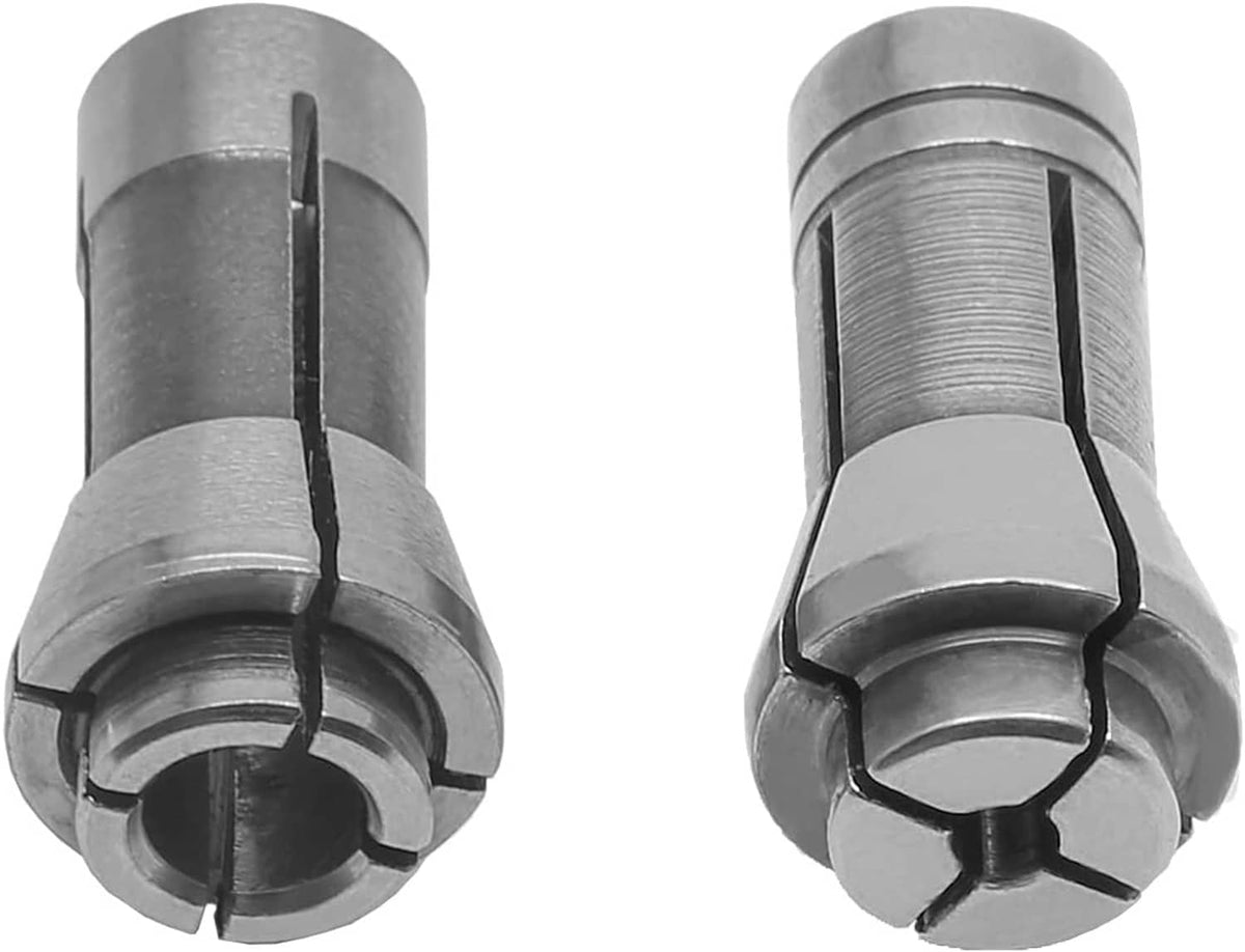 Die grinder collet heads with open chuck ports and central locking slot