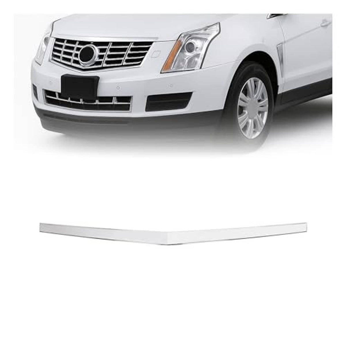 Silver front hood molding trim strip with curved top edge