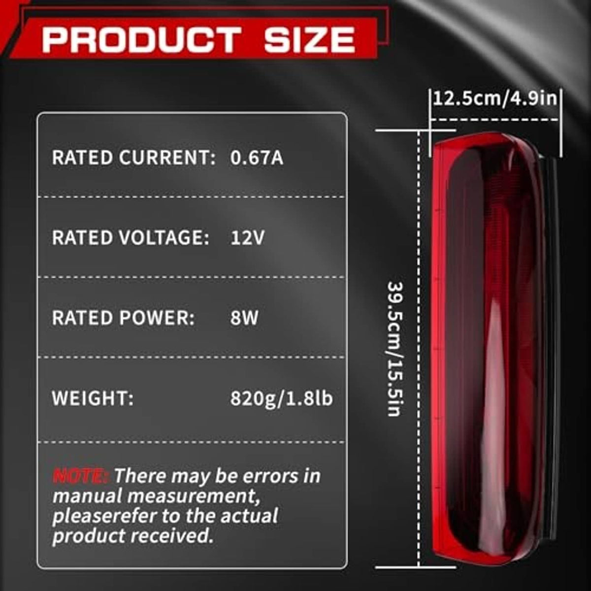 Center high mount stop light red lens with compact size profile