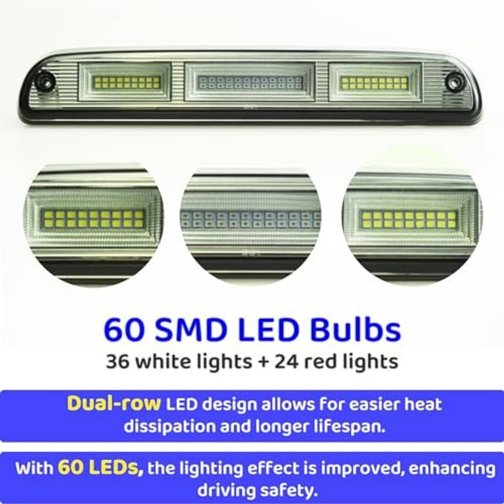 LED high mount stop light detail with 60 SMD LED lens design