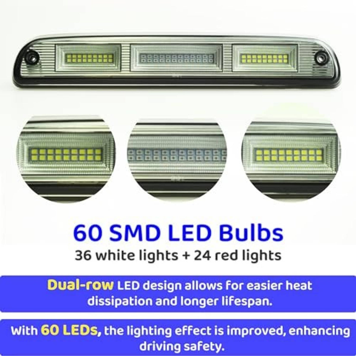 LED high mount stop light detail with 60 SMD LED lens design