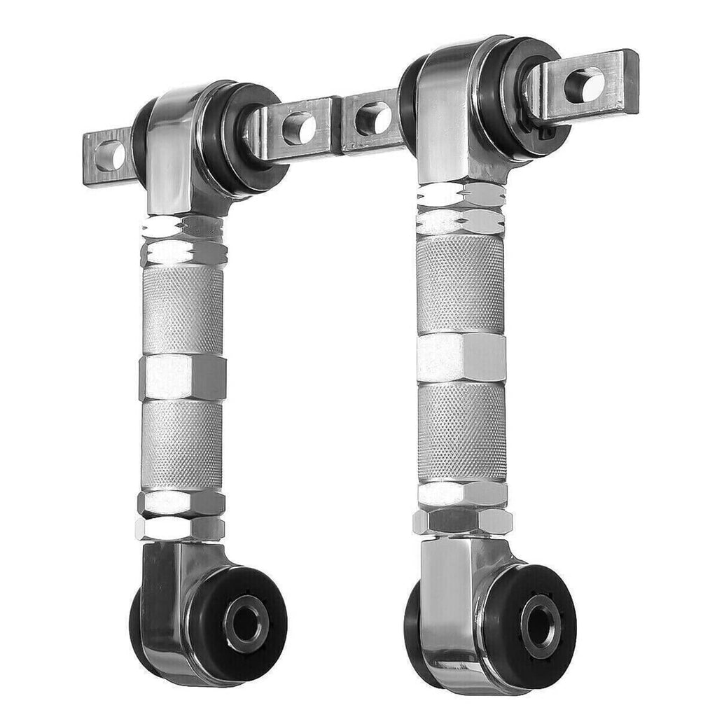 Pair of adjustable camber control arm rods with textured threaded bodies and end links