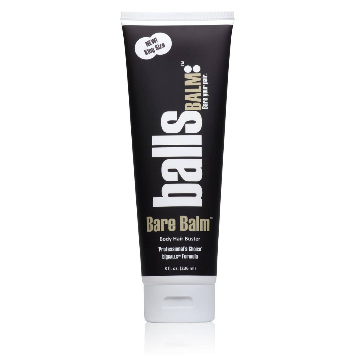 Bare Balm body hair buster cream tube, black label with white base