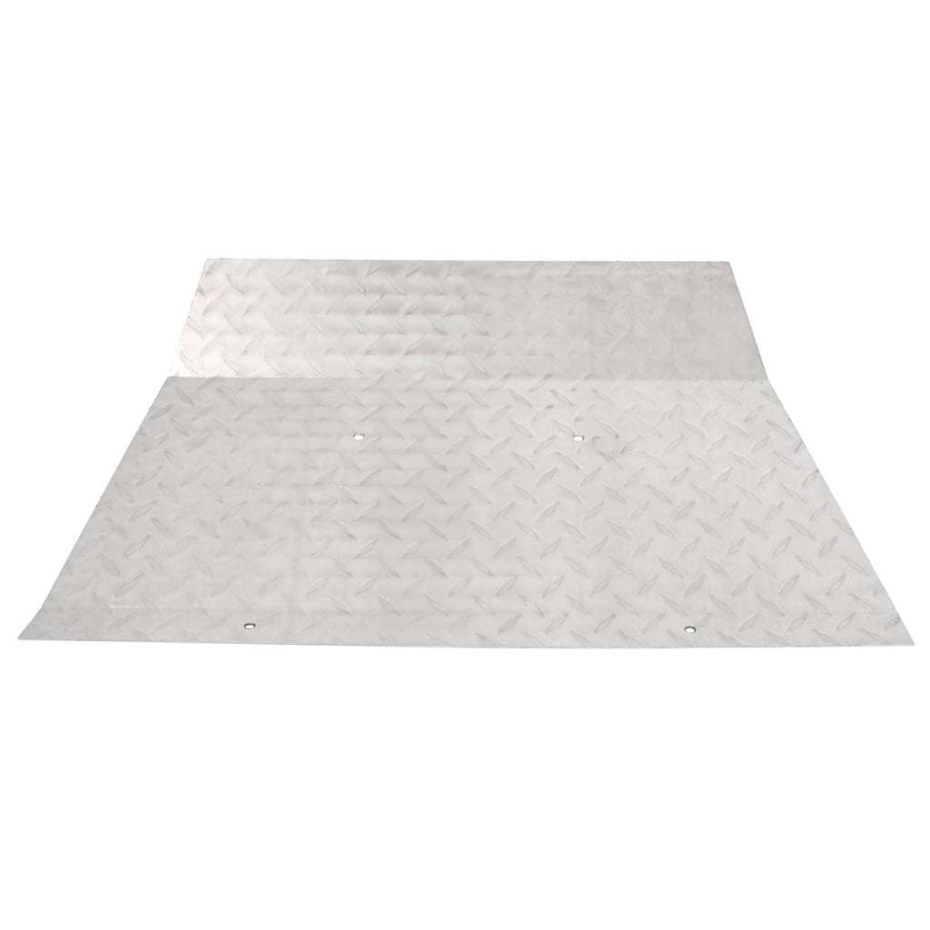 Aluminum diamond plate front bumper cover panel with embossed texture and holes