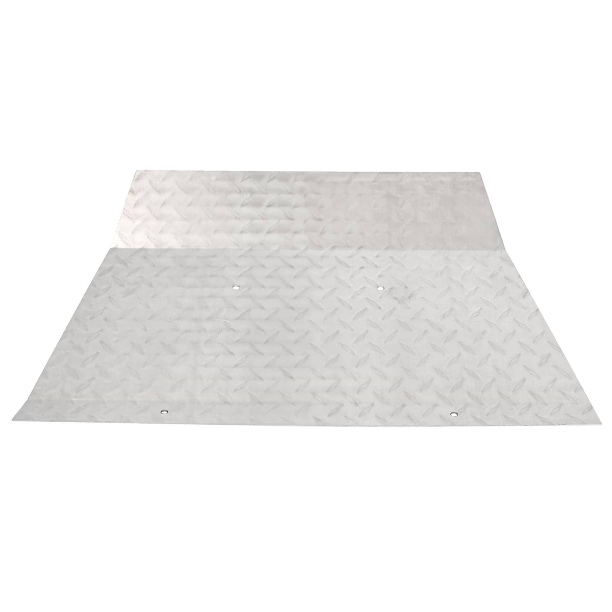 Aluminum diamond plate front bumper cover panel with embossed texture and holes