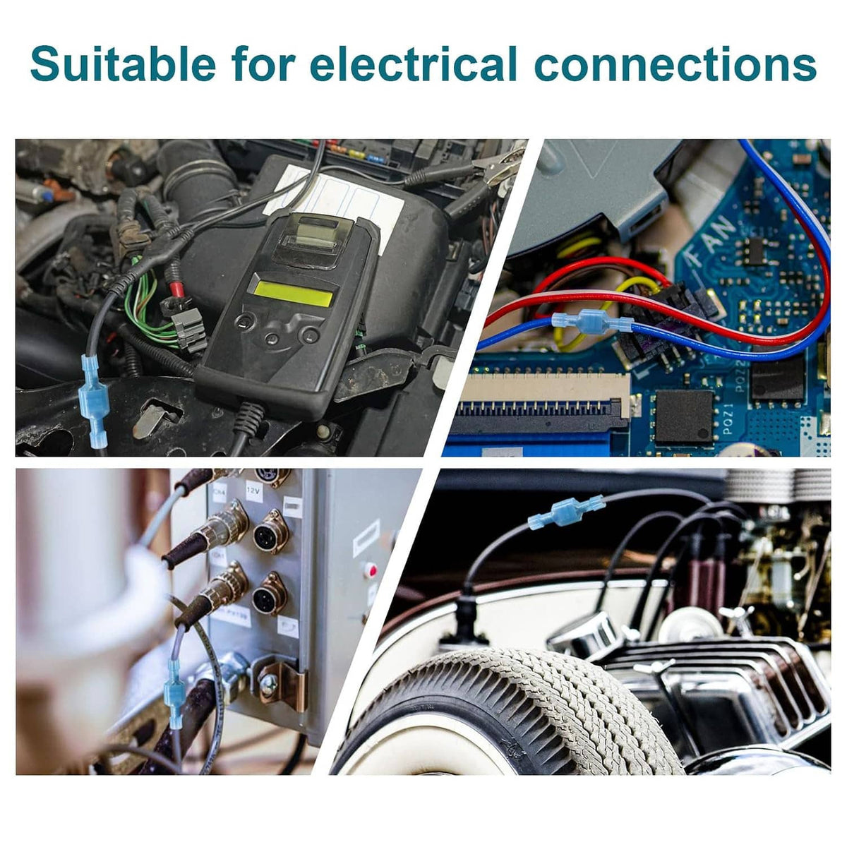 Quick disconnect wire connector kit with insulated spade terminals for electrical connections