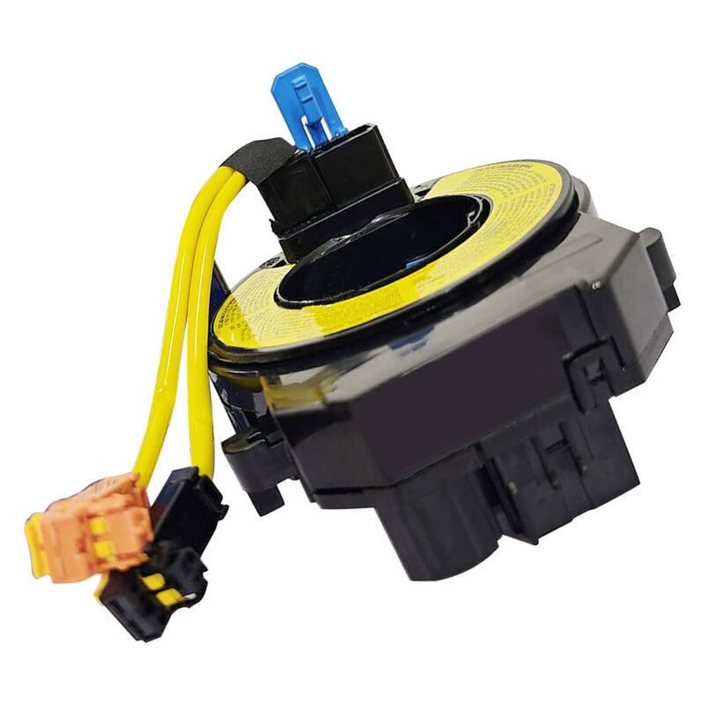 Clock spring spiral cable with yellow leads, black housing, blue connector on module