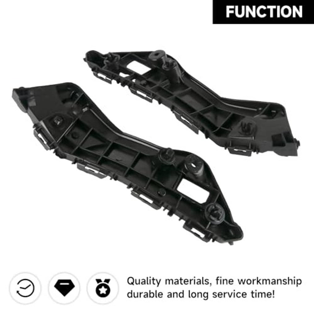 Pair of black front bumper bracket mounts with underside ribs and mounting points