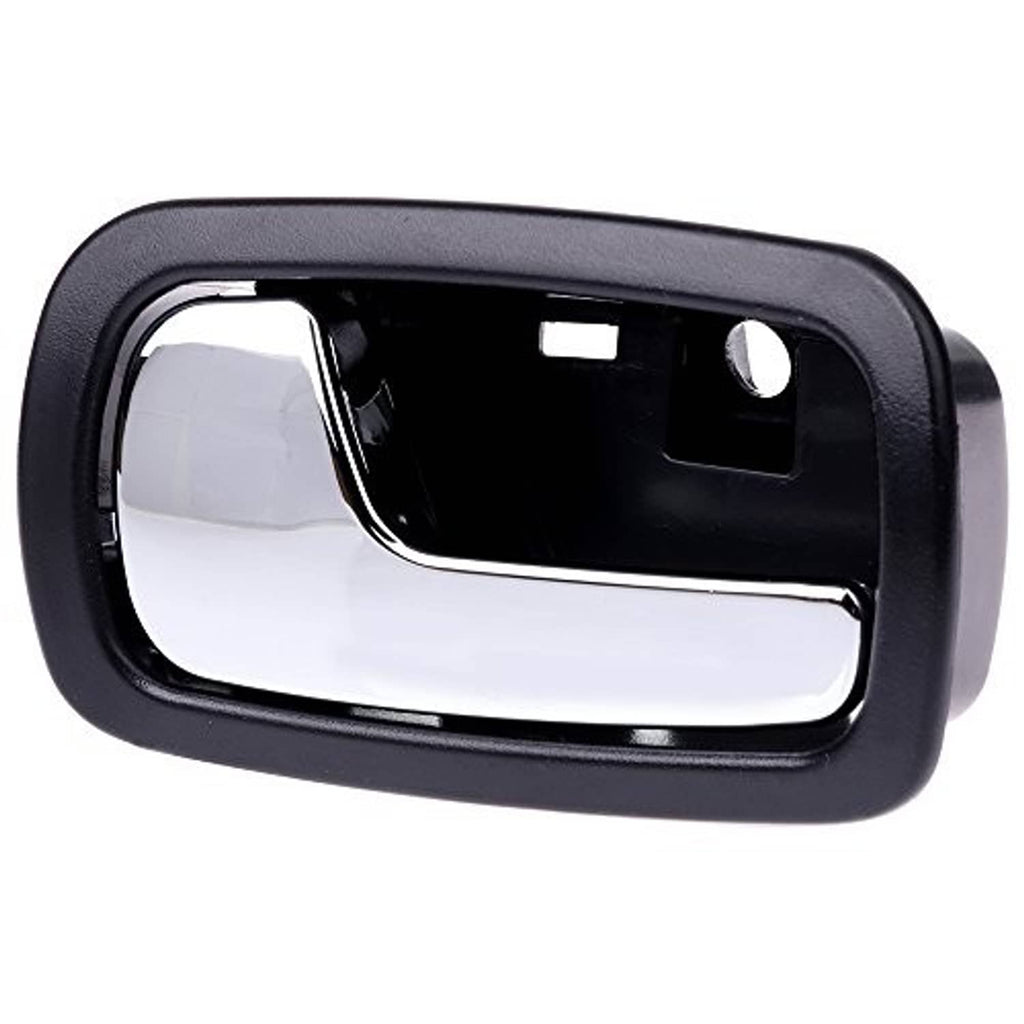 Left front interior door handle, black outer frame with silver pull panel