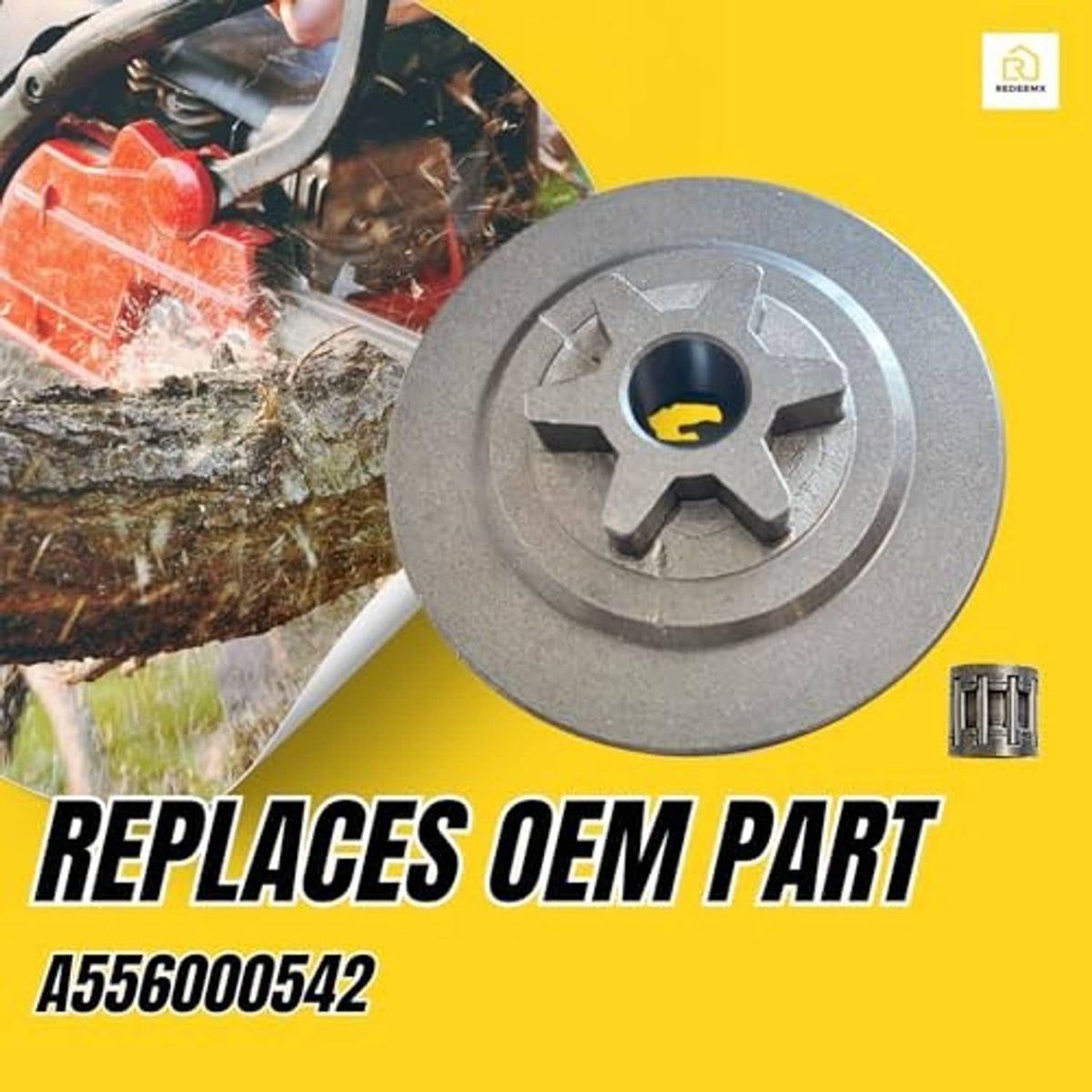 Clutch drum sprocket with 6-tooth star and separate needle roller bearing
