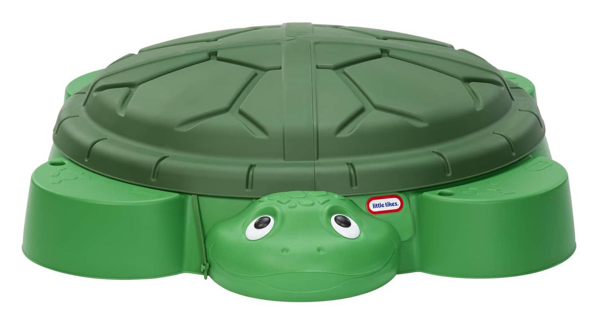 Little Tikes Turtle Sandbox, green dome lid with turtle face and shell design