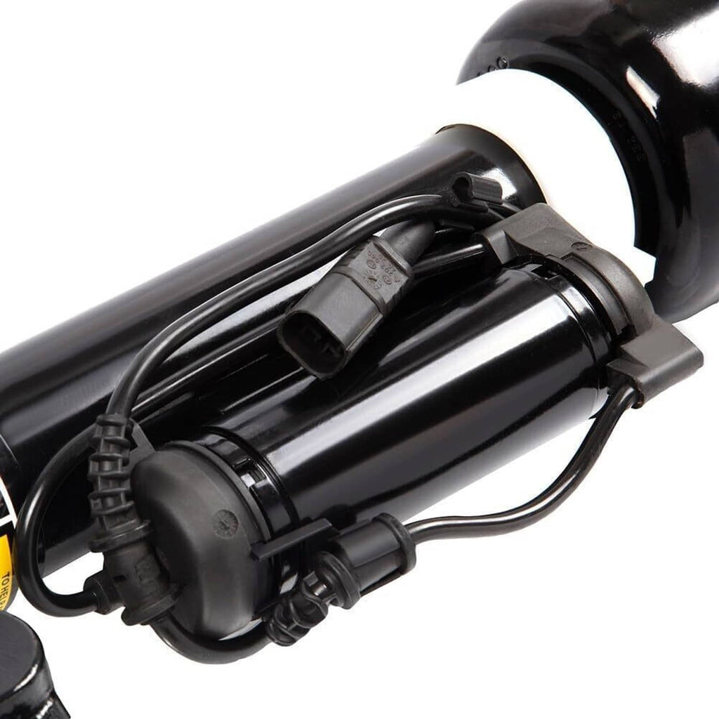 Black air strut with electrical wiring and protected compressor unit