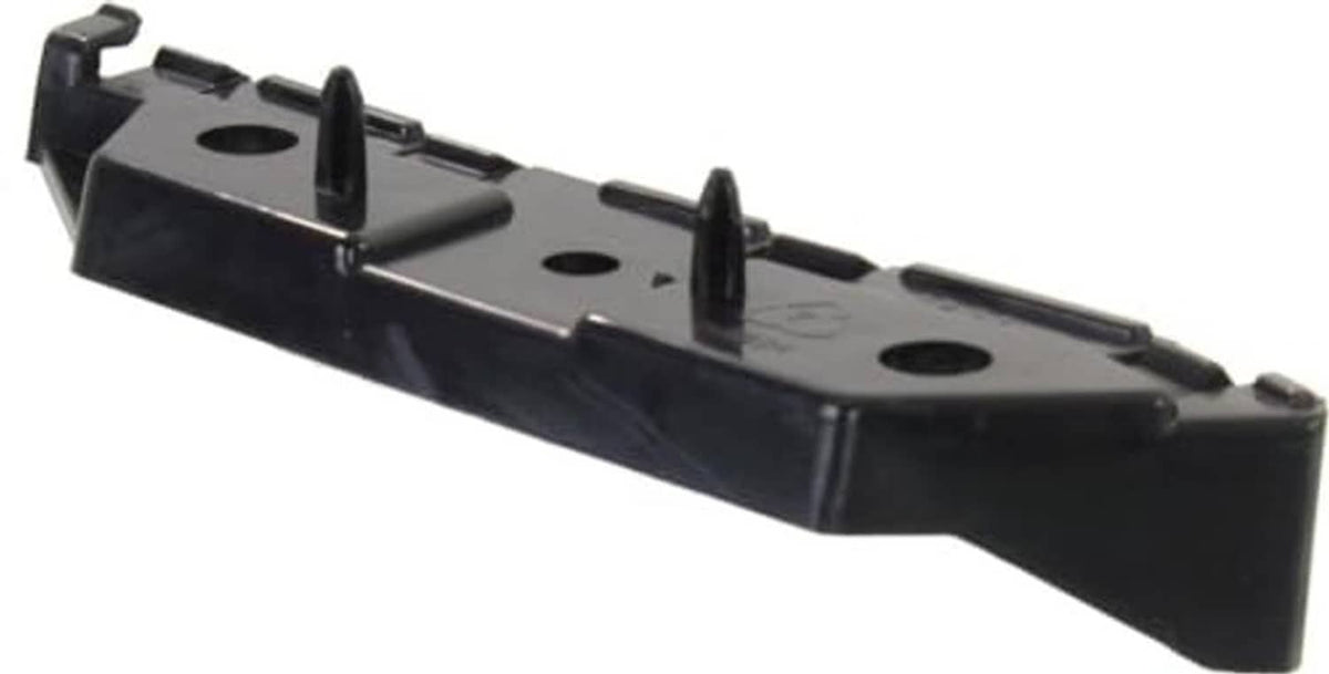 Black plastic bumper retainer bracket base with mounting tabs and holes