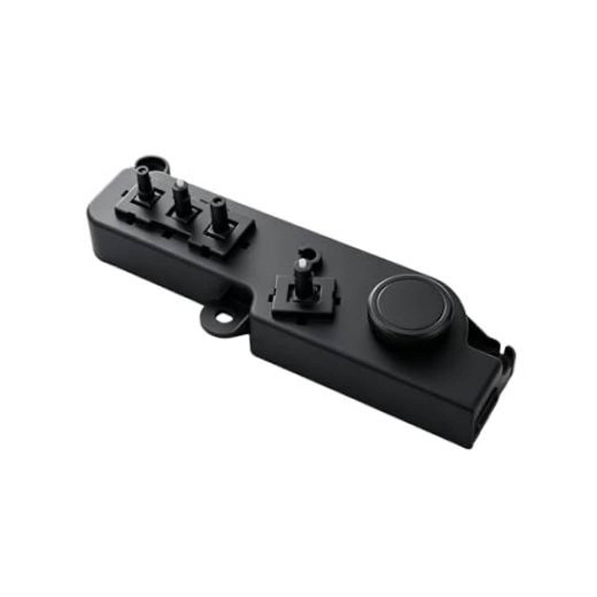 Black power seat switch module with round control button and four switch levers