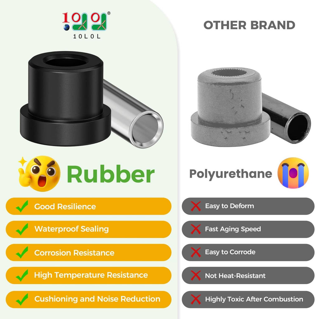 Black rubber golf cart spring bushing with metal sleeve for rear leaf springs