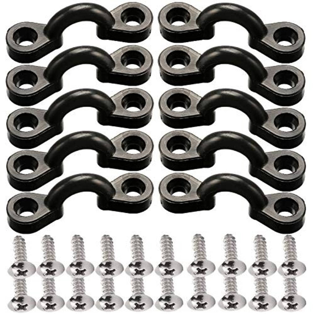 Kayak pad eye kit with black deck loops and stainless screws