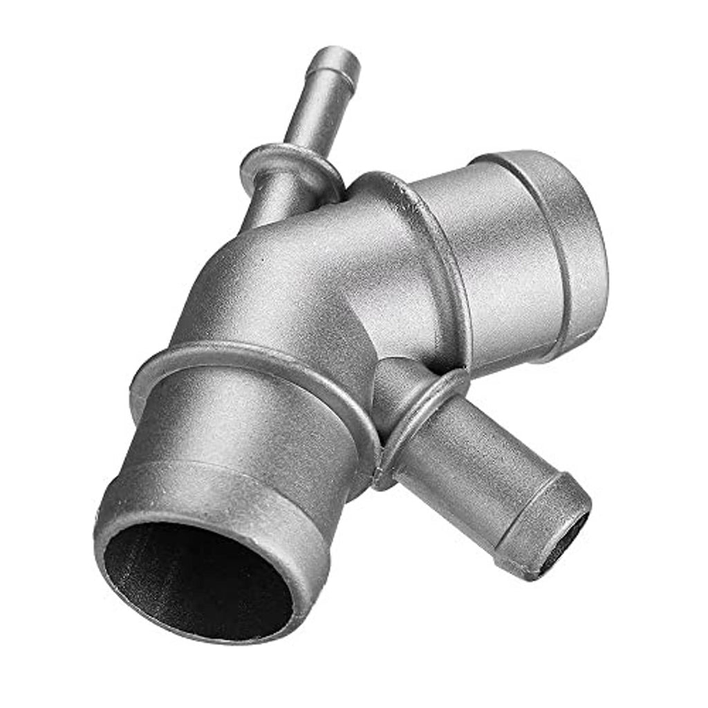 Aluminum coolant hose fitting connector, L-shape with black end insert