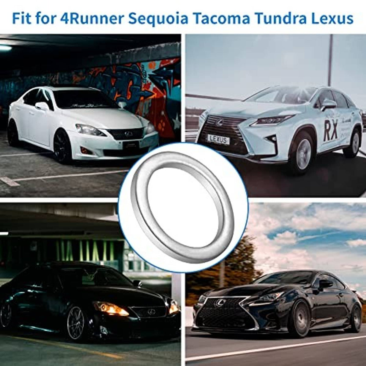 Transmission fluid drain plug crush washer seal, single silver aluminum sealing washer