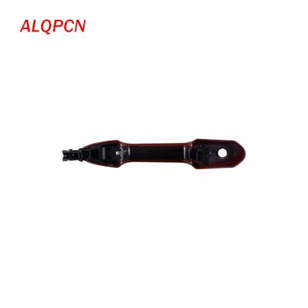 Red exterior door handle outer underside with black mounting tabs and wiring ports