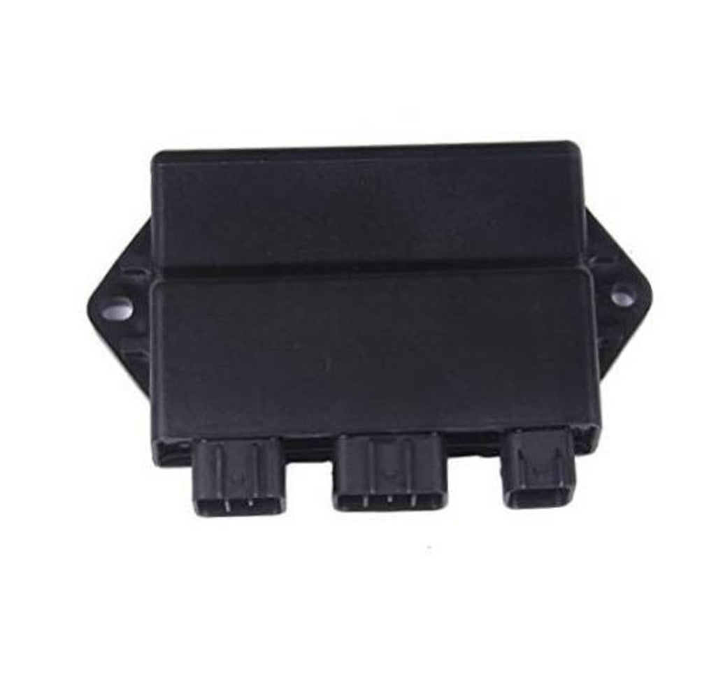 Black CDI ignition control box with mounting tabs and multi-pin connector plugs