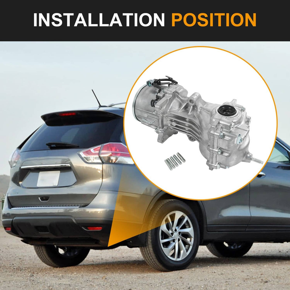 Rear differential installation view showing assembly with bolts near vehicle