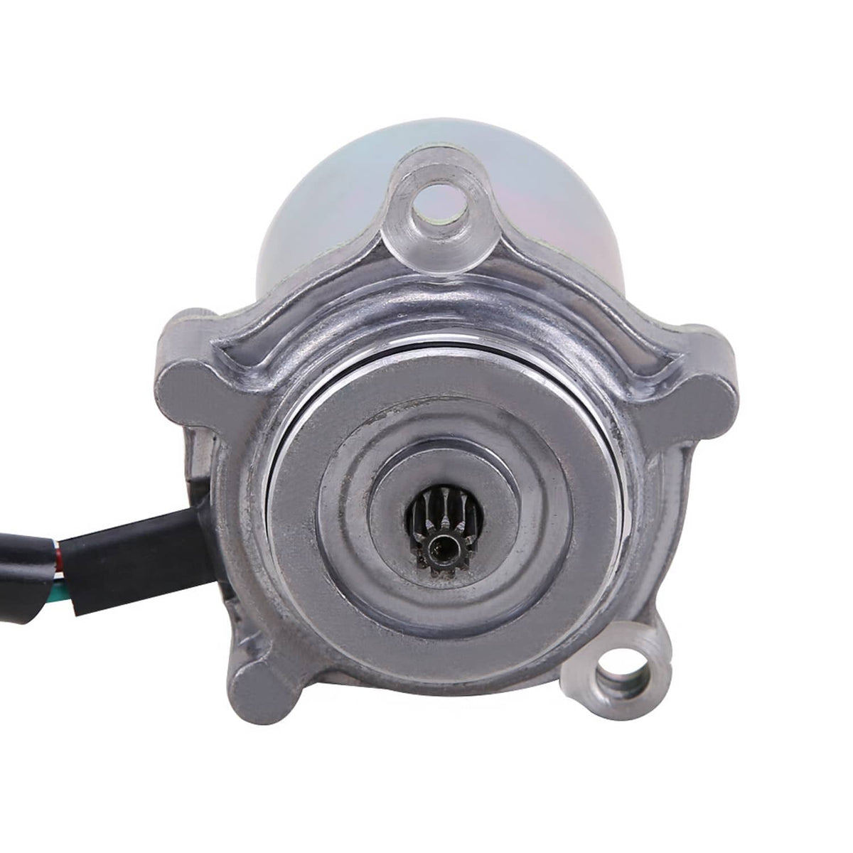 Power shift control motor front view with circular drive port and metal housing