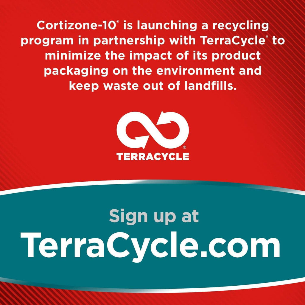 Cortizone-10 TerraCycle recycling program graphic with logo and TerraCycle.com text