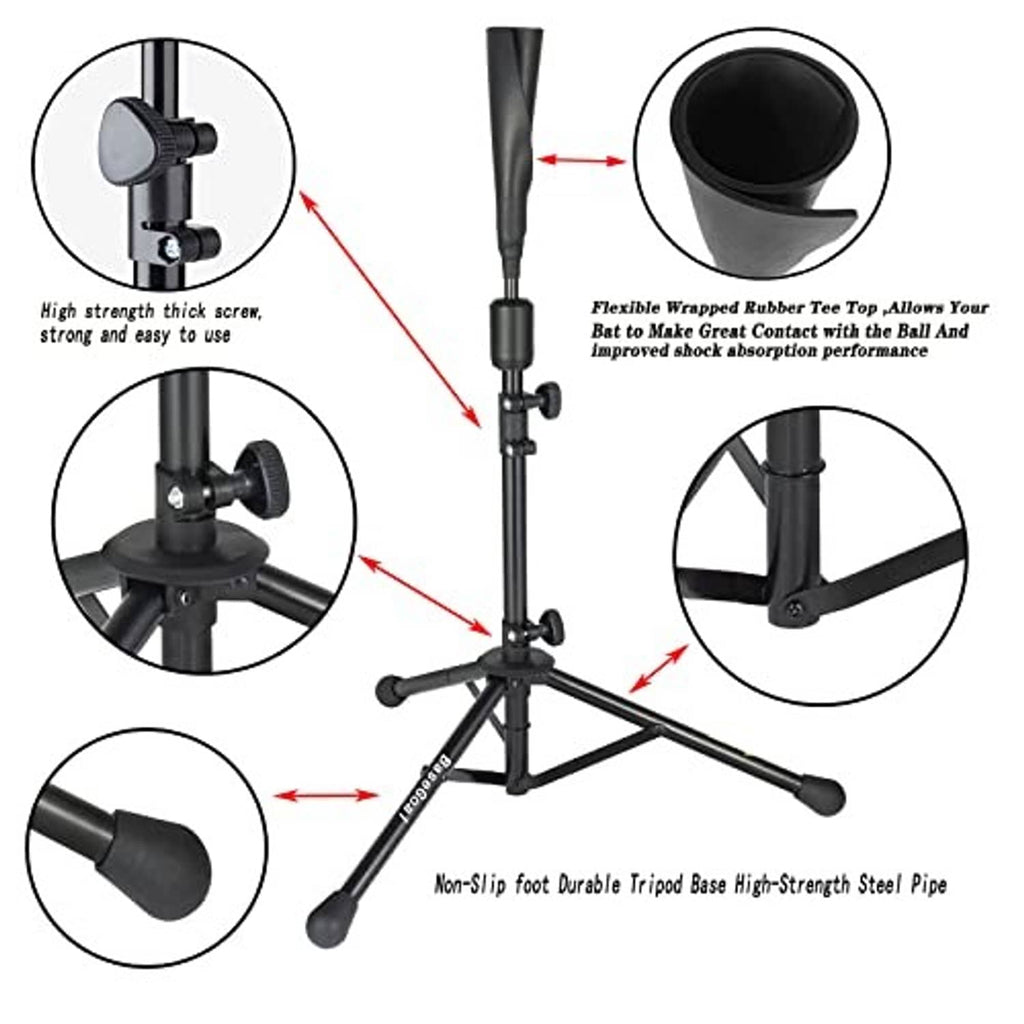 Baseball net tripod stand with wrapped top post and heavy-duty steel legs
