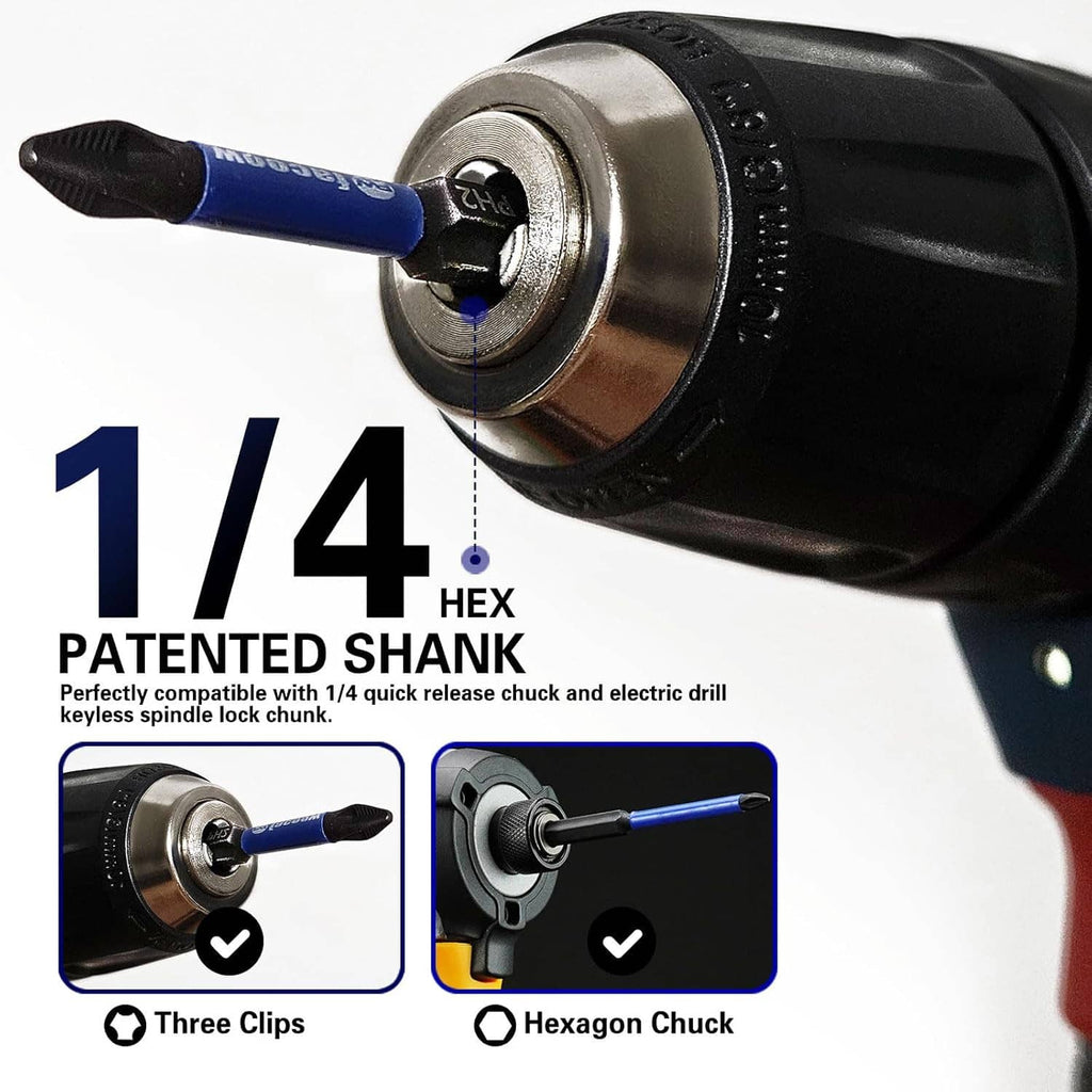 1/4-inch hex shank Phillips impact driver bit, blue shaft with black tip