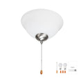 Ceiling fan light kit with white bowl shade and pull chain