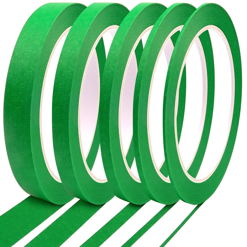 Green pinstripe tape rolls with adhesive backing, set of multiple narrow strips