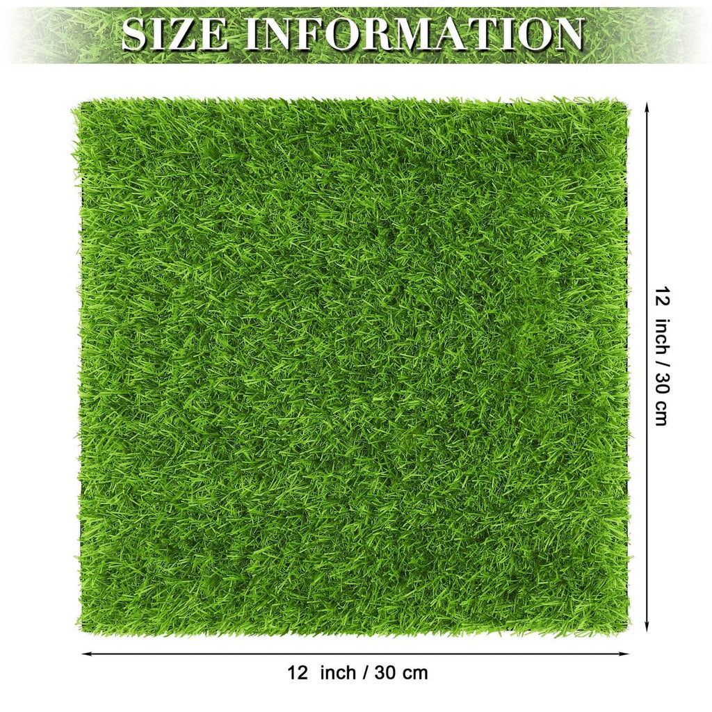 Green square artificial grass mat, 12 in x 12 in size
