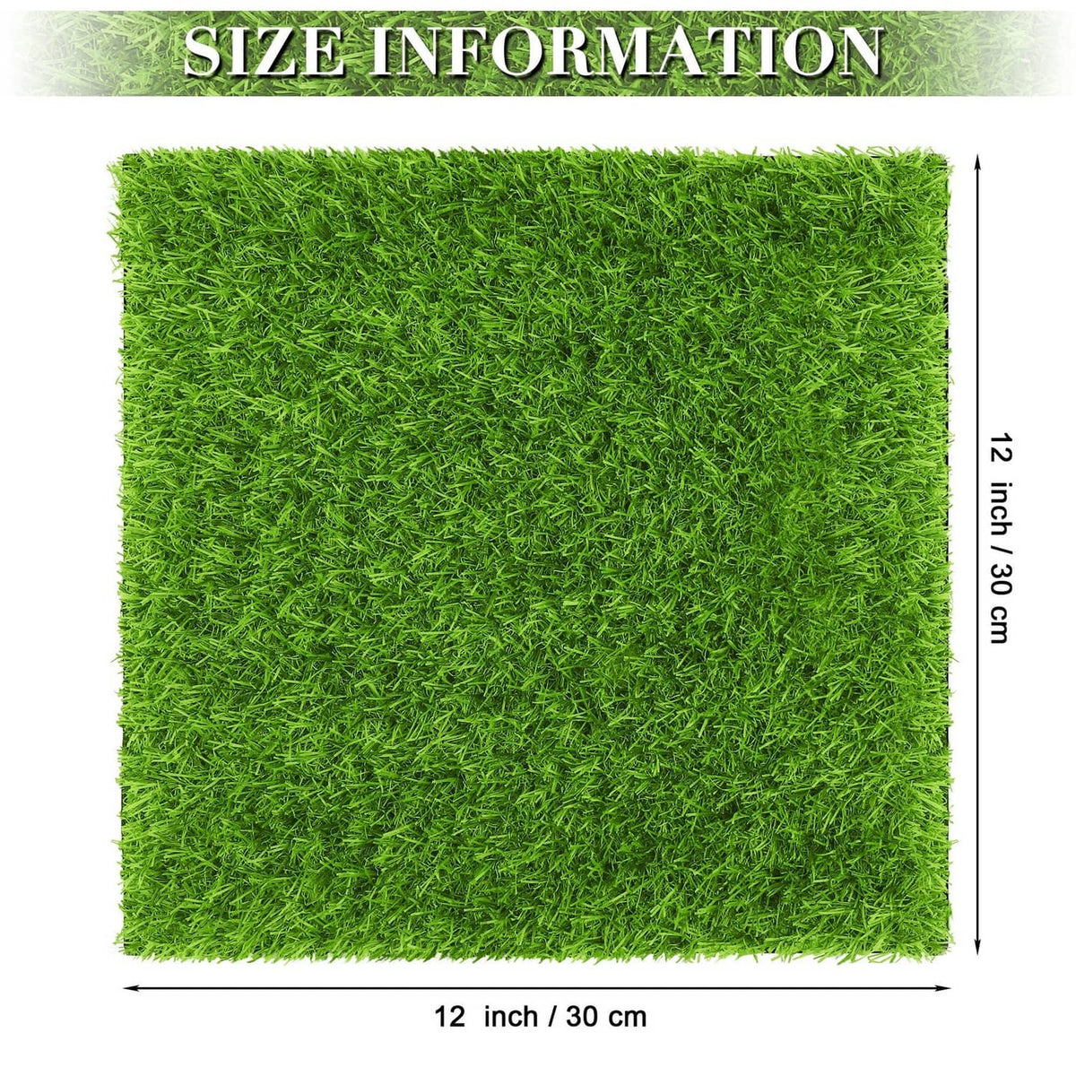 Green square artificial grass mat, 12 in x 12 in size