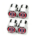 Set of four silver tire valve stem caps with Boston Red Sox logo emblems