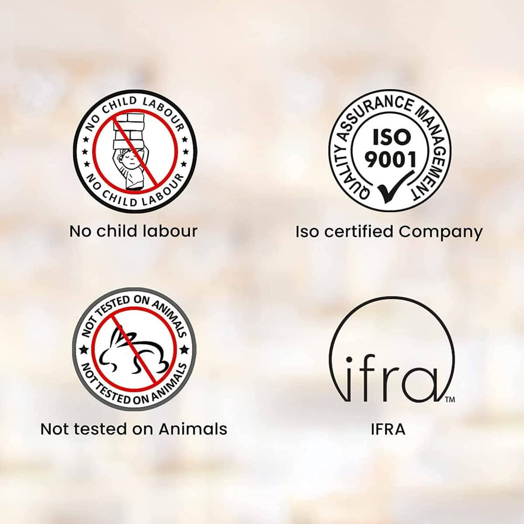 Lavender incense sticks label with certification seals and IFRA mark