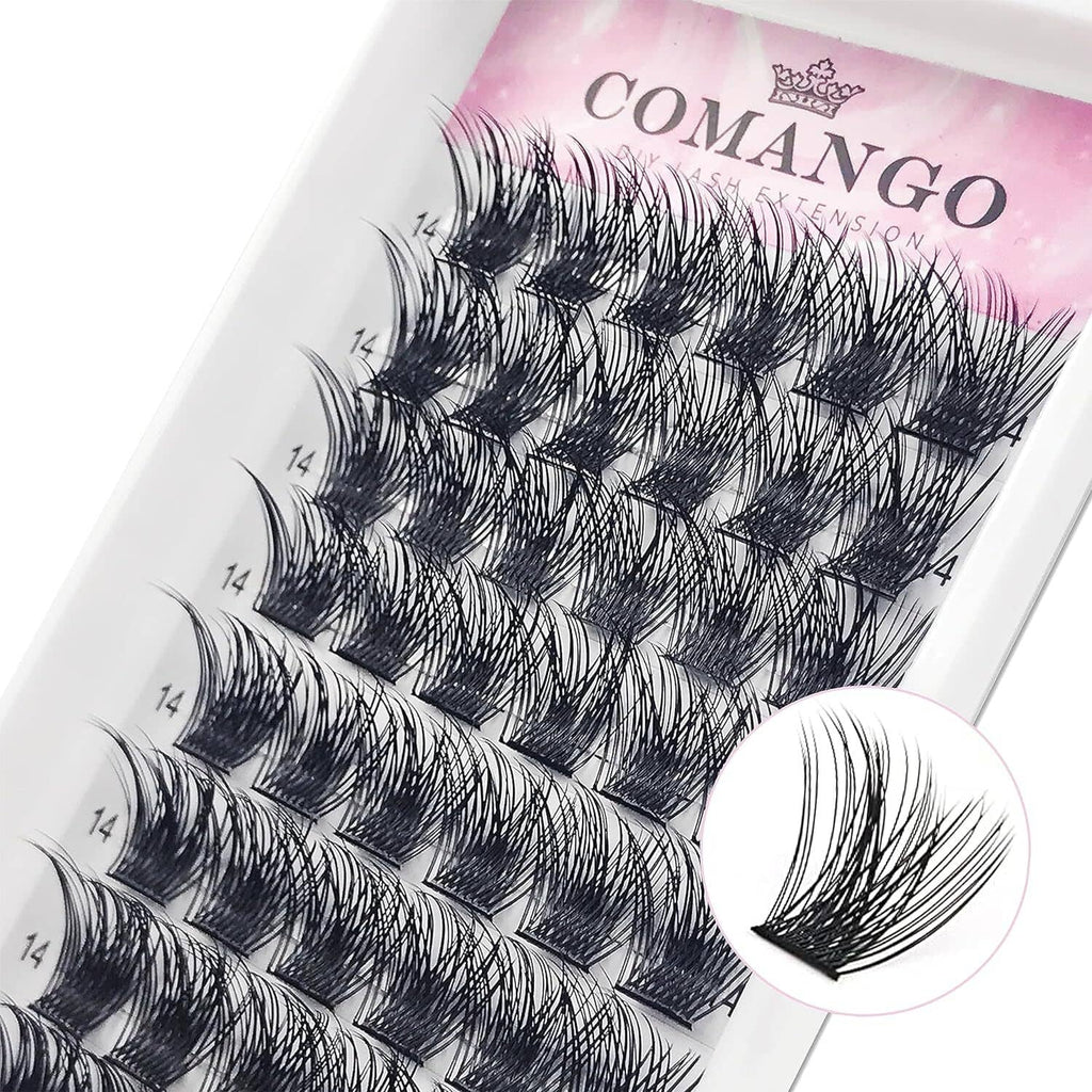 Reusable DIY eyelash cluster lashes, mega volume, D-curl, 14mm, black cluster tips