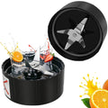 Blender cross blade assembly with stainless star blade and black circular housing