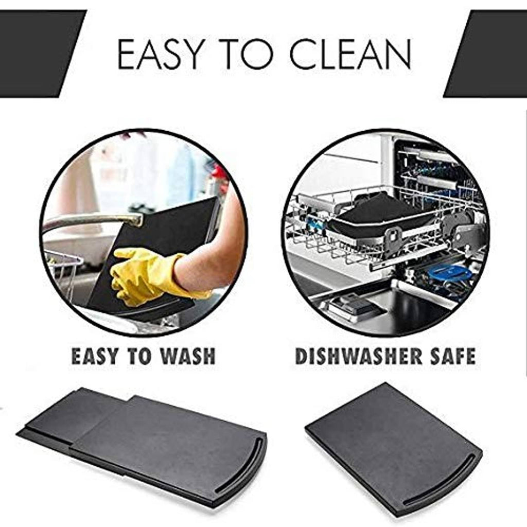 Set of black sliding tray mats, flat design with smooth surface