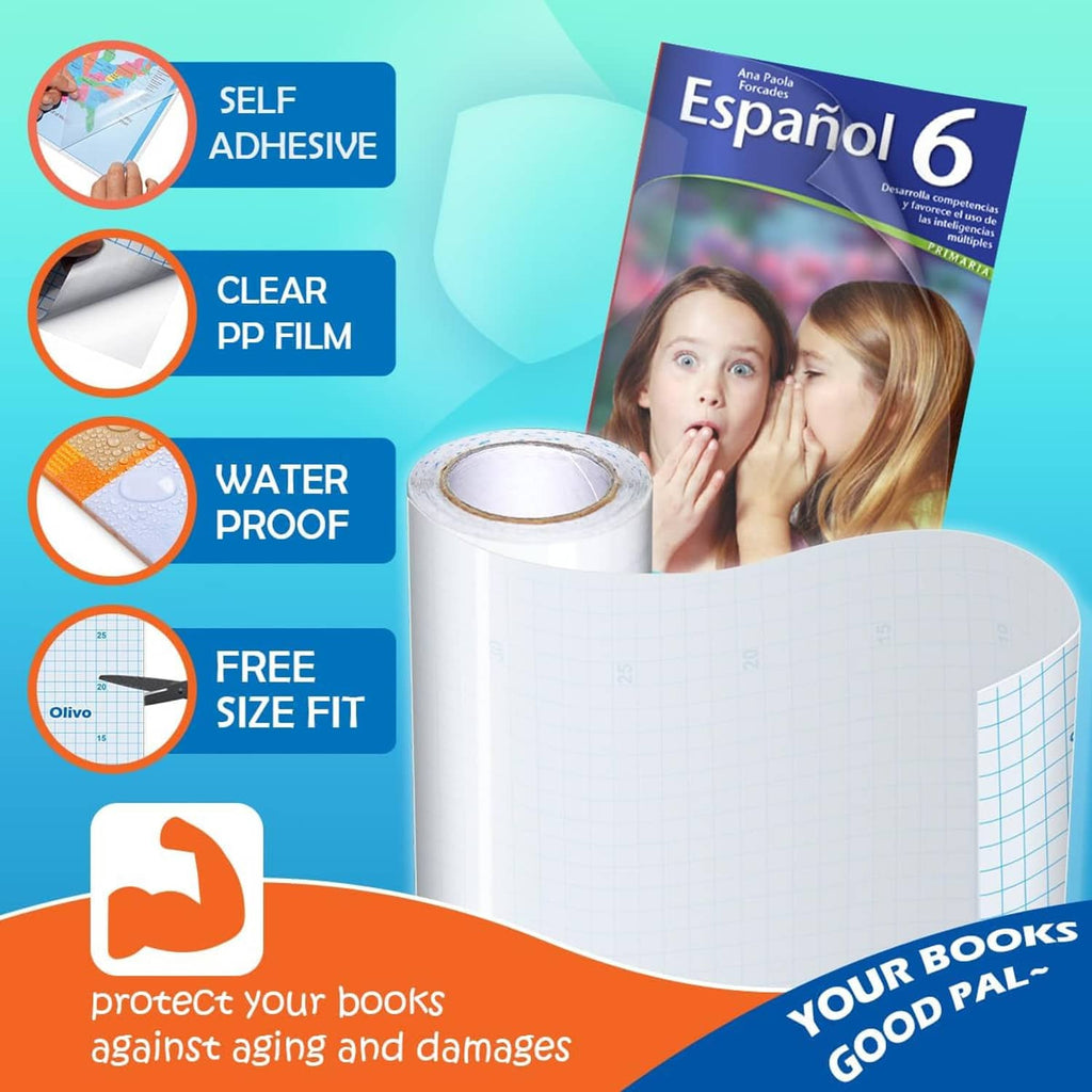Clear contact paper roll with self-adhesive, water-proof clear PP film
