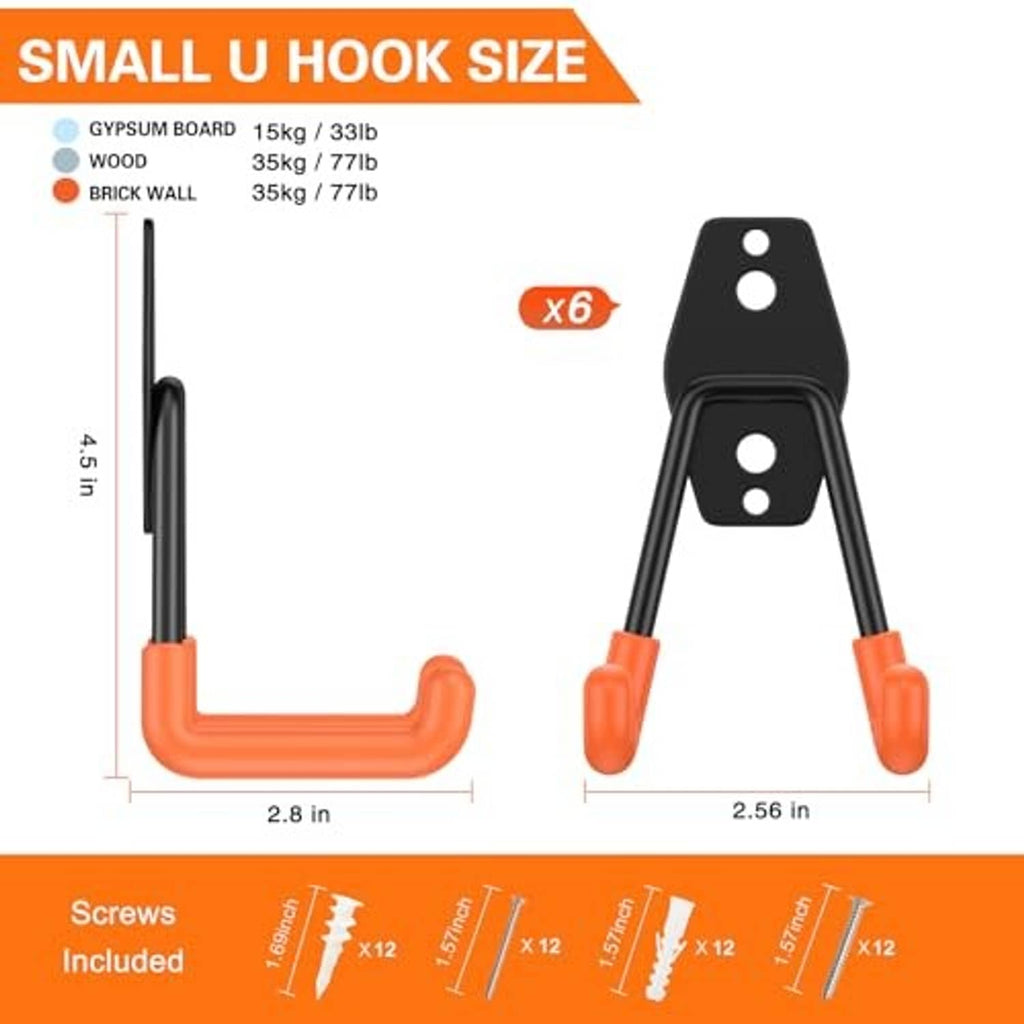 Small U hook hardware set with black plates and orange U-shaped hook
