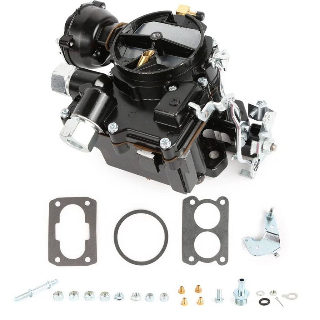Marine carburetor with choke, angled view with mounted fittings and included gaskets
