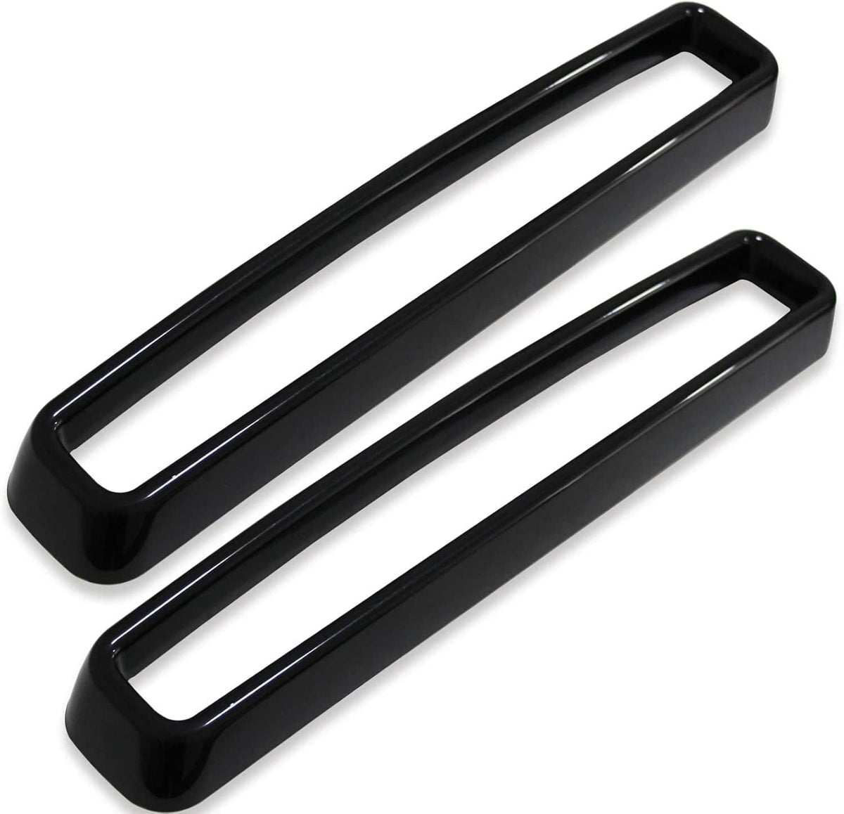 Set of two black grille insert trim bars with wide rectangular cutouts