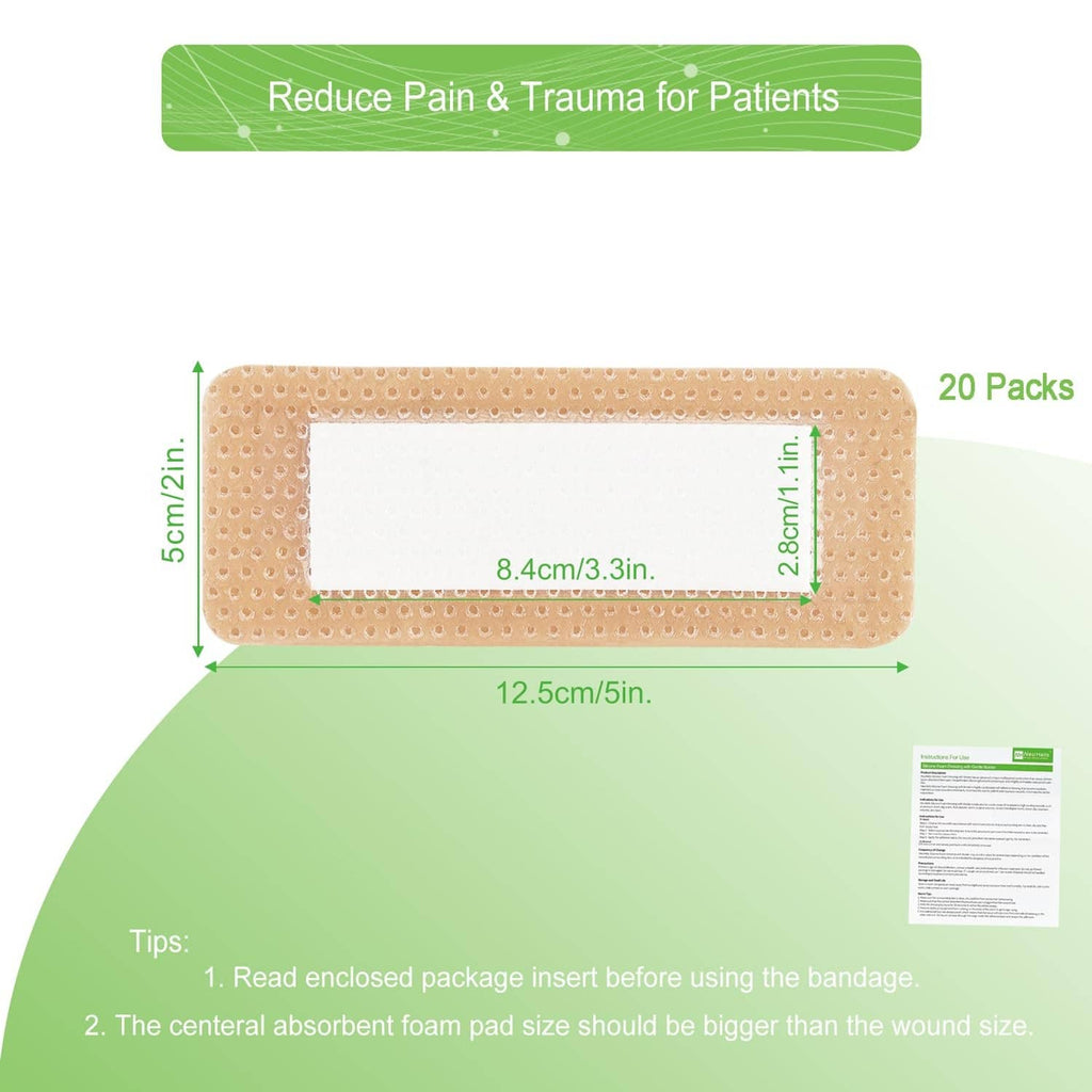 Tan silicone foam border dressing with rectangular absorbent window