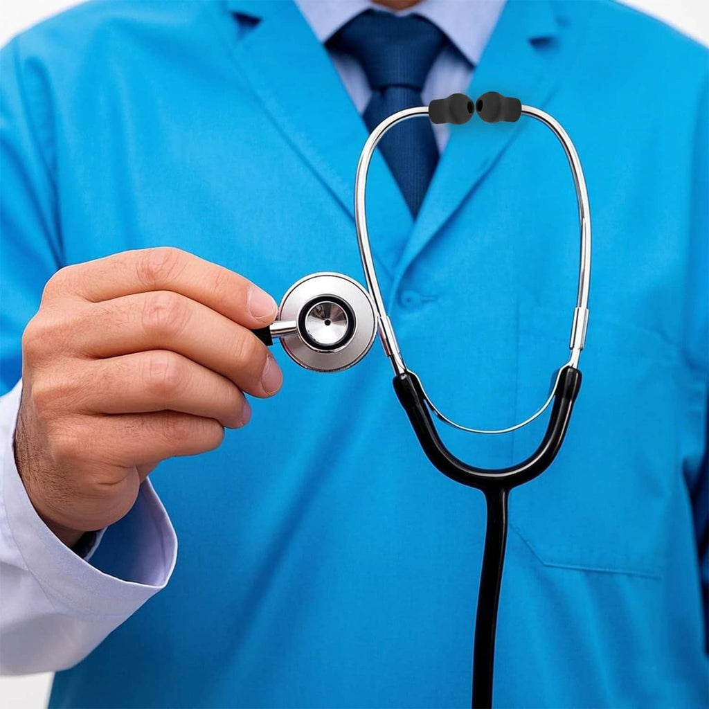 Black silicone stethoscope ear tip on the ear end, replacement part