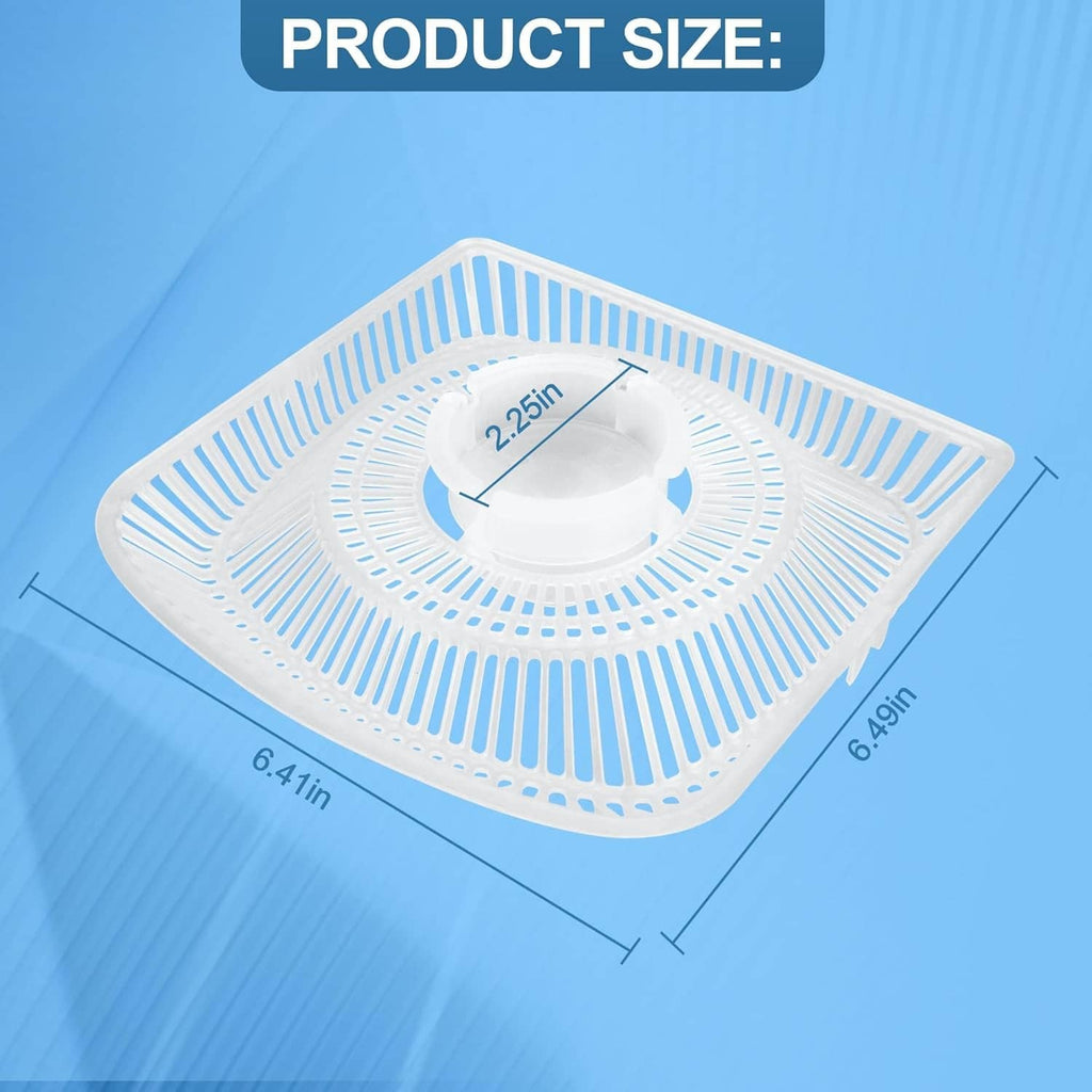 White rectangular skimmer strainer basket with raised slats and round center cup