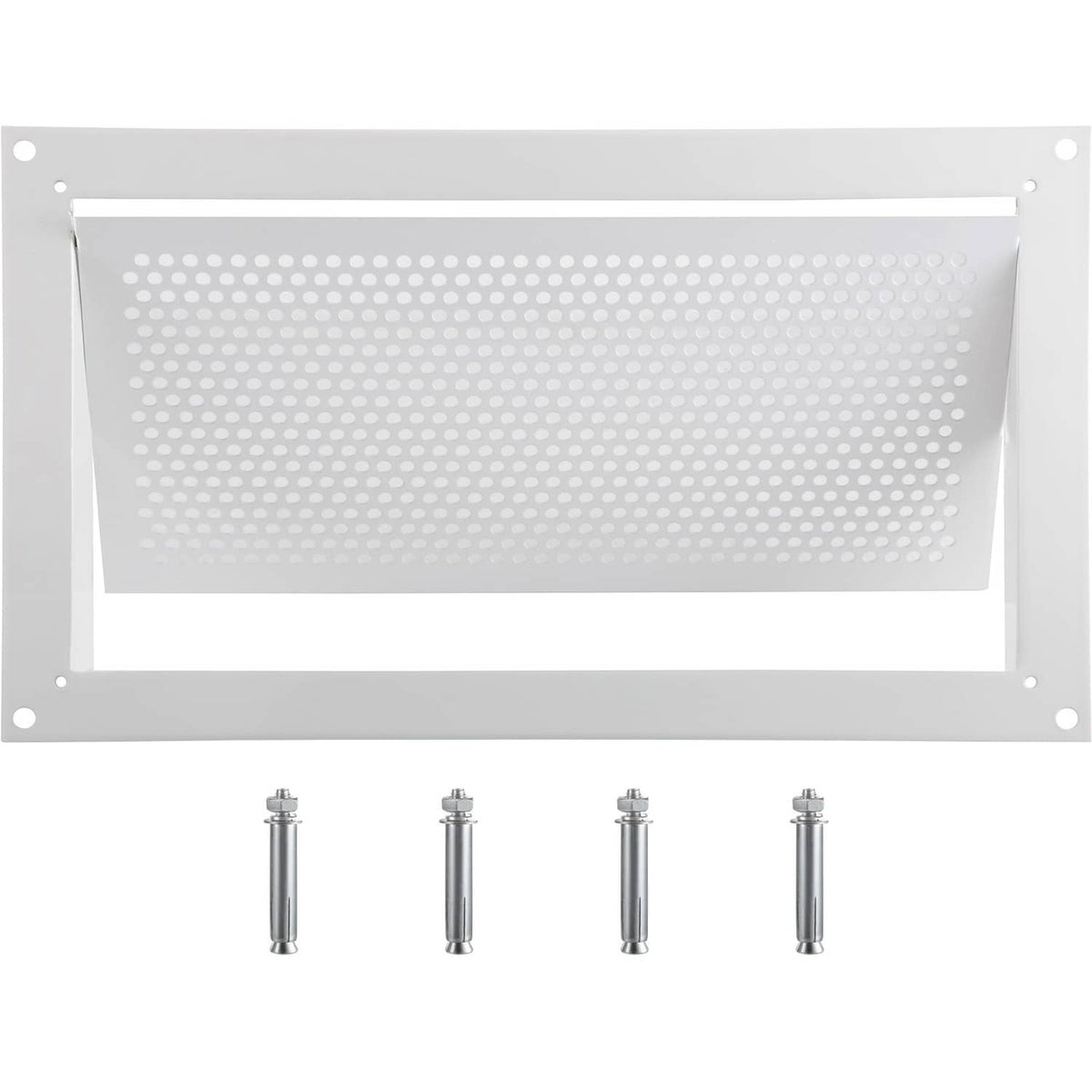White perforated foundation flood vent, rectangular grille with four included mounting bolts