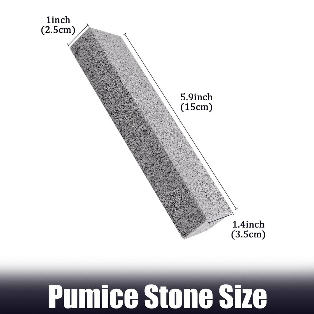Grey pumice stone stick for toilets, 5.9 in length with 1 in wide face.