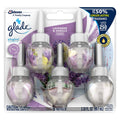 Set of 5 clear scented oil refill bottles, lavender & vanilla fragrance