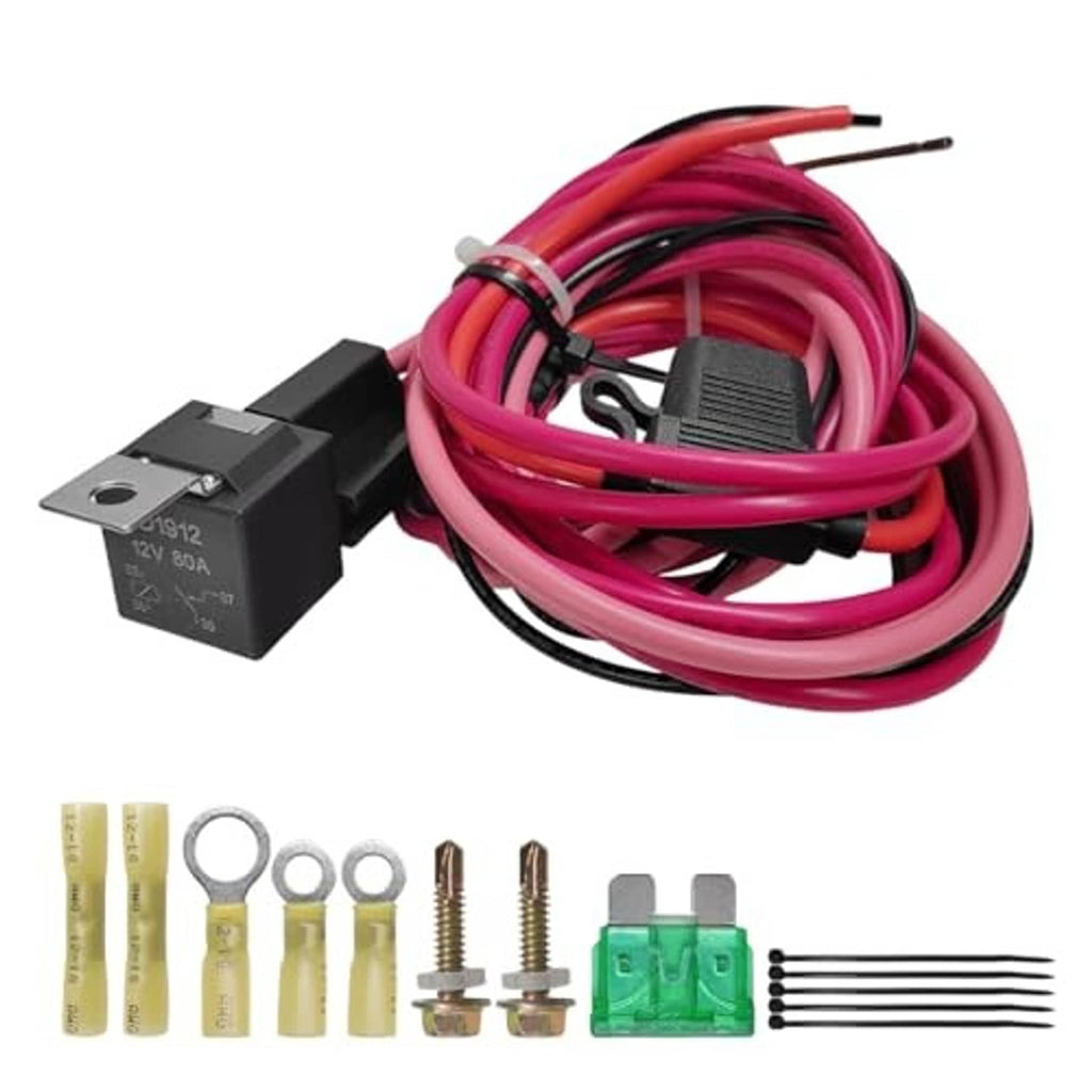 Waterproof fuel pump relay wiring kit with pink/red and black wire harness