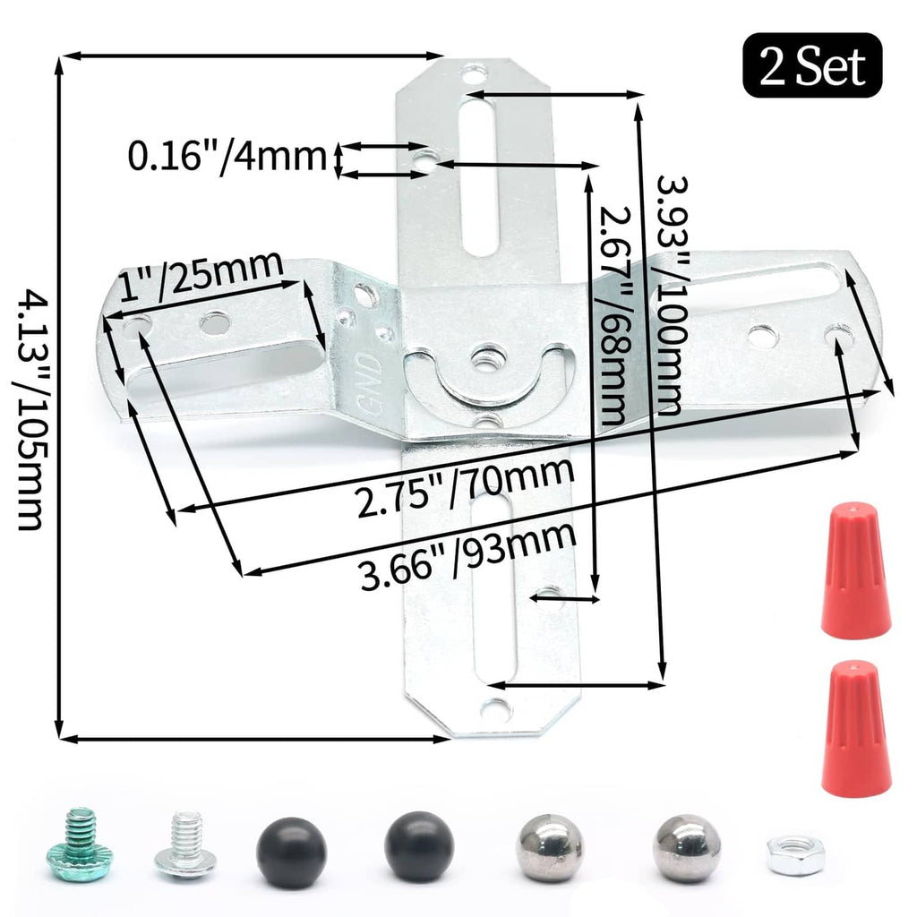 Silver light fixture mounting bracket set with hardware caps and mounting screws